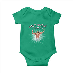 Holy Swoly Baby Onesie Funny Jesus Workout Motivation Bodybuilding Fitness TS02 Irish Green Print Your Wear