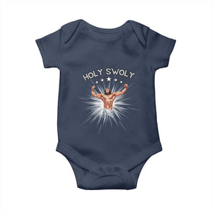 Holy Swoly Baby Onesie Funny Jesus Workout Motivation Bodybuilding Fitness TS02 Navy Print Your Wear