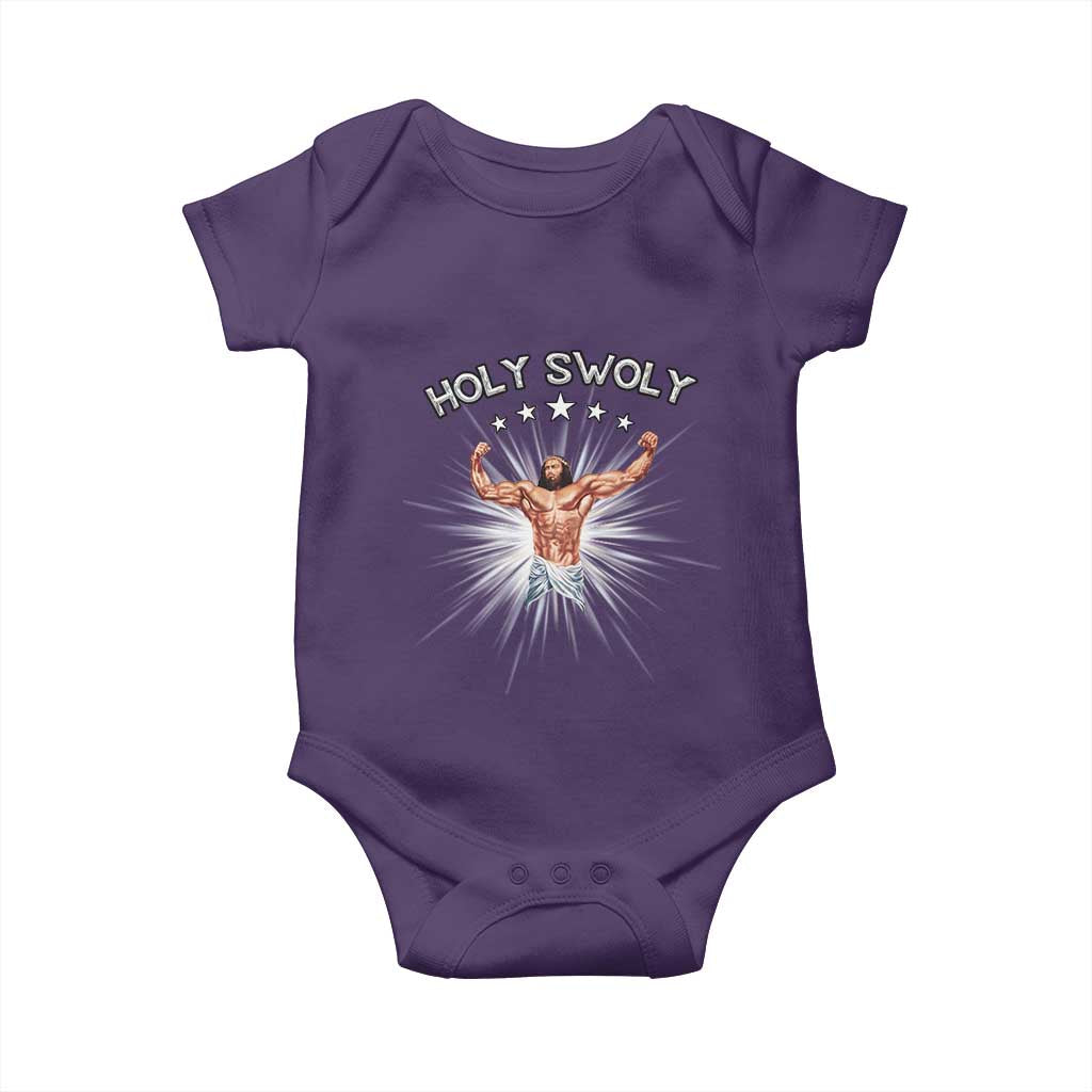 Holy Swoly Baby Onesie Funny Jesus Workout Motivation Bodybuilding Fitness TS02 Purple Print Your Wear