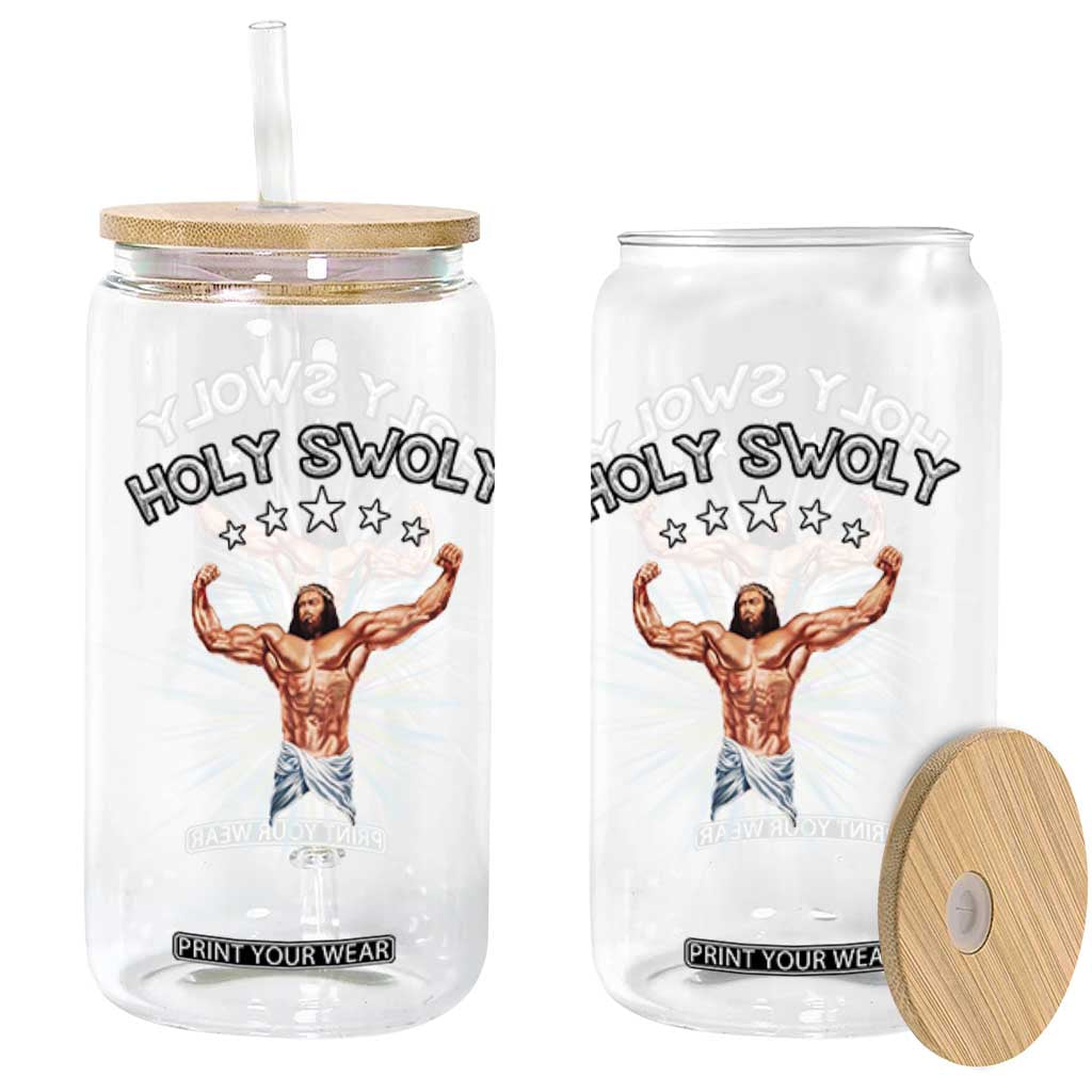 Holy Swoly Glass Can Funny Jesus Workout Motivation Bodybuilding Fitness TS02 Black Print Your Wear