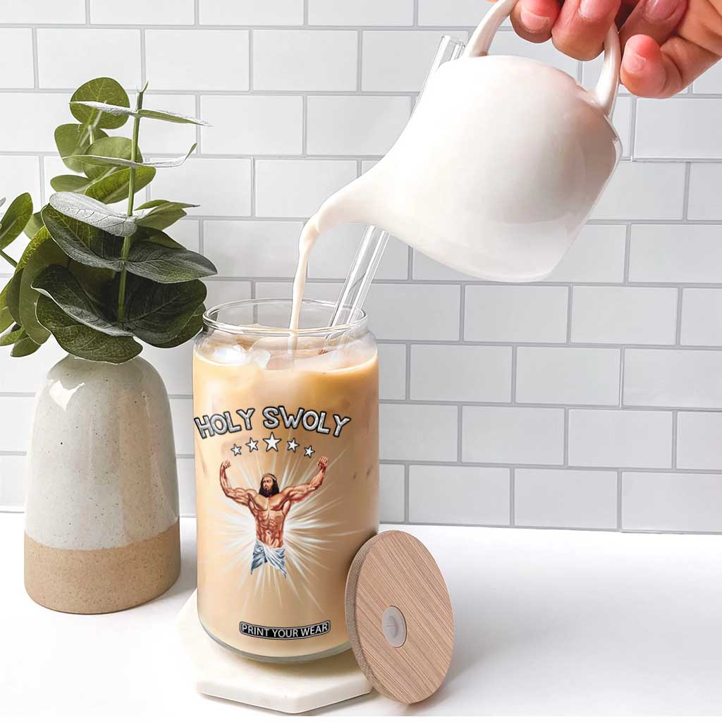 Holy Swoly Glass Can Funny Jesus Workout Motivation Bodybuilding Fitness TS02 Print Your Wear