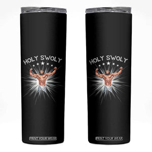 Holy Swoly Skinny Tumbler Funny Jesus Workout Motivation Bodybuilding Fitness TS02 Black Print Your Wear