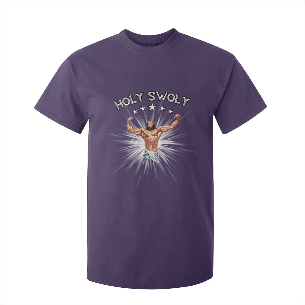 Holy Swoly T Shirt For Kid Funny Jesus Workout Motivation Bodybuilding Fitness TS02 Purple Print Your Wear
