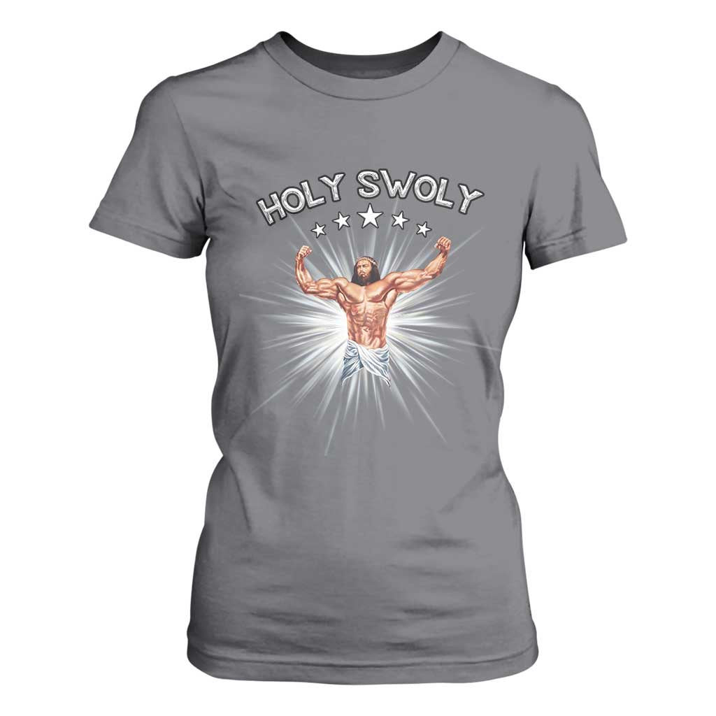 Holy Swoly T Shirt For Women Funny Jesus Workout Motivation Bodybuilding Fitness TS02 Charcoal Print Your Wear