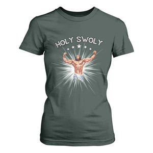 Holy Swoly T Shirt For Women Funny Jesus Workout Motivation Bodybuilding Fitness TS02 Dark Forest Green Print Your Wear
