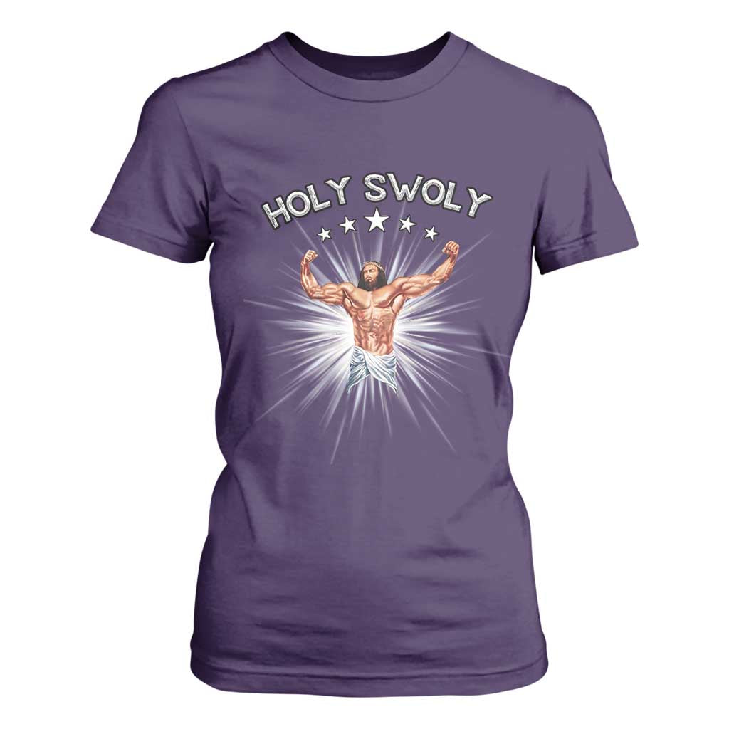 Holy Swoly T Shirt For Women Funny Jesus Workout Motivation Bodybuilding Fitness TS02 Purple Print Your Wear