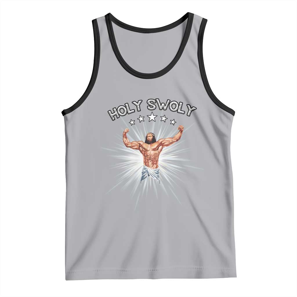 Holy Swoly Tank Top Funny Jesus Workout Motivation Bodybuilding Fitness TS02 Athletic Heather Black Print Your Wear