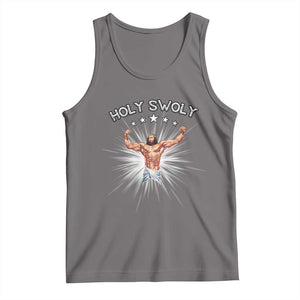 Holy Swoly Tank Top Funny Jesus Workout Motivation Bodybuilding Fitness TS02 Deep Heather Print Your Wear