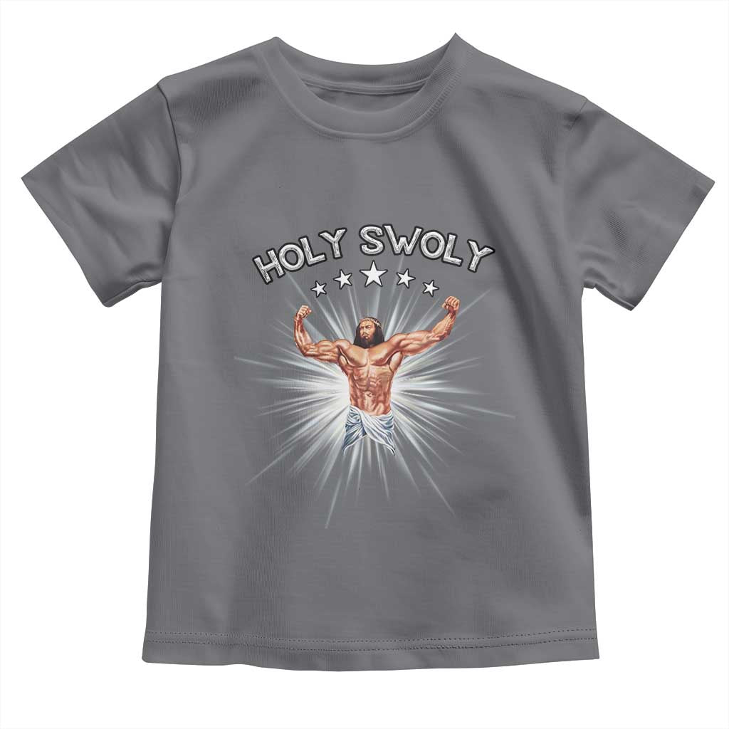 Holy Swoly Toddler T Shirt Funny Jesus Workout Motivation Bodybuilding Fitness TS02 Charcoal Print Your Wear
