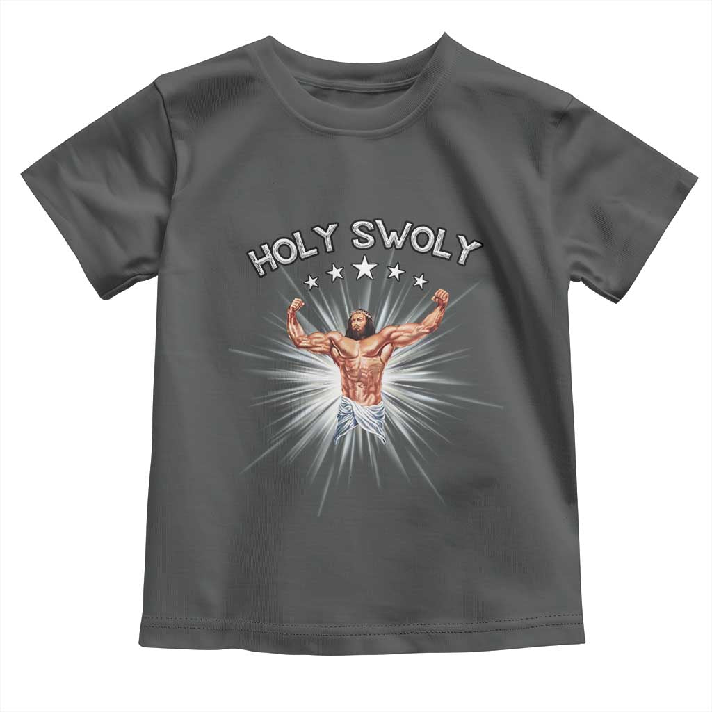 Holy Swoly Toddler T Shirt Funny Jesus Workout Motivation Bodybuilding Fitness TS02 Dark Heather Print Your Wear