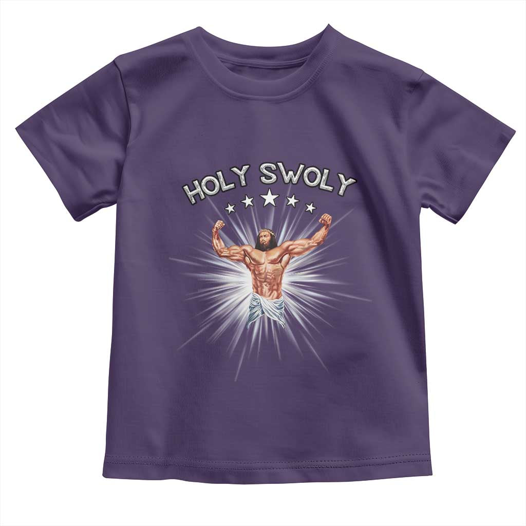 Holy Swoly Toddler T Shirt Funny Jesus Workout Motivation Bodybuilding Fitness TS02 Purple Print Your Wear
