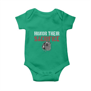 Honor Their Sacrifice Baby Onesie Veteran Memorial Day Military Dog Tag TS11 Irish Green Print Your Wear