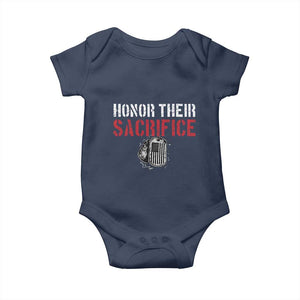 Honor Their Sacrifice Baby Onesie Veteran Memorial Day Military Dog Tag TS11 Navy Print Your Wear