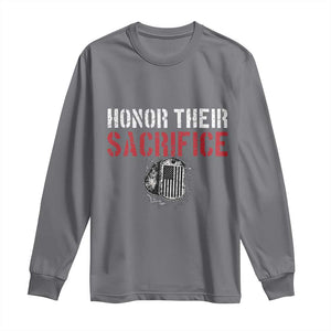 Honor Their Sacrifice Long Sleeve Shirt Veteran Memorial Day Military Dog Tag TS11 Charcoal Print Your Wear