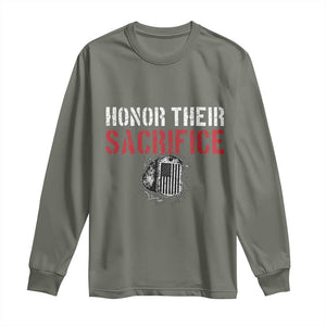 Honor Their Sacrifice Long Sleeve Shirt Veteran Memorial Day Military Dog Tag TS11 Military Green Print Your Wear