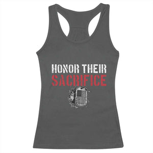 Honor Their Sacrifice Racerback Tank Top Veteran Memorial Day Military Dog Tag TS11 Dark Heather Print Your Wear