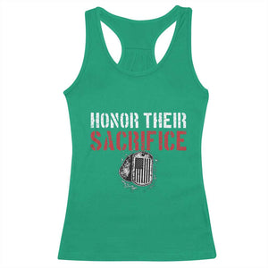 Honor Their Sacrifice Racerback Tank Top Veteran Memorial Day Military Dog Tag TS11 Irish Green Print Your Wear