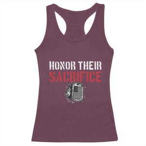 Honor Their Sacrifice Racerback Tank Top Veteran Memorial Day Military Dog Tag TS11 Maroon Print Your Wear