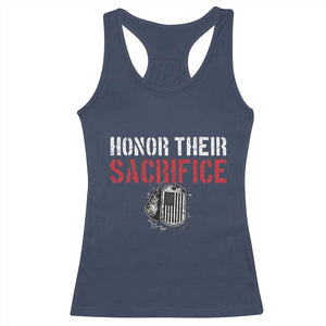 Honor Their Sacrifice Racerback Tank Top Veteran Memorial Day Military Dog Tag TS11 Navy Print Your Wear