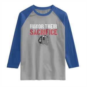 Honor Their Sacrifice Raglan Shirt Veteran Memorial Day Military Dog Tag TS11 Sport Gray Royal Print Your Wear