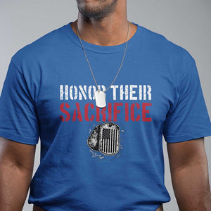 Honor Their Sacrifice T Shirt Veteran Memorial Day Military Dog Tag TS11 Royal Blue Print Your Wear