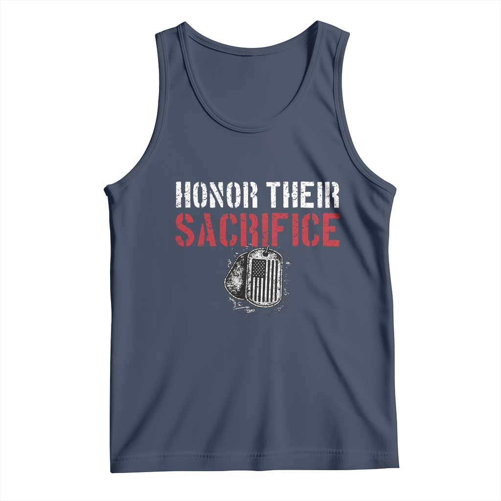 Honor Their Sacrifice Tank Top Veteran Memorial Day Military Dog Tag TS11 Navy Print Your Wear