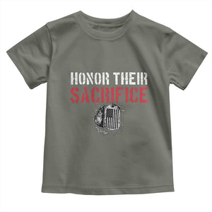 Honor Their Sacrifice Toddler T Shirt Veteran Memorial Day Military Dog Tag TS11 Military Green Print Your Wear