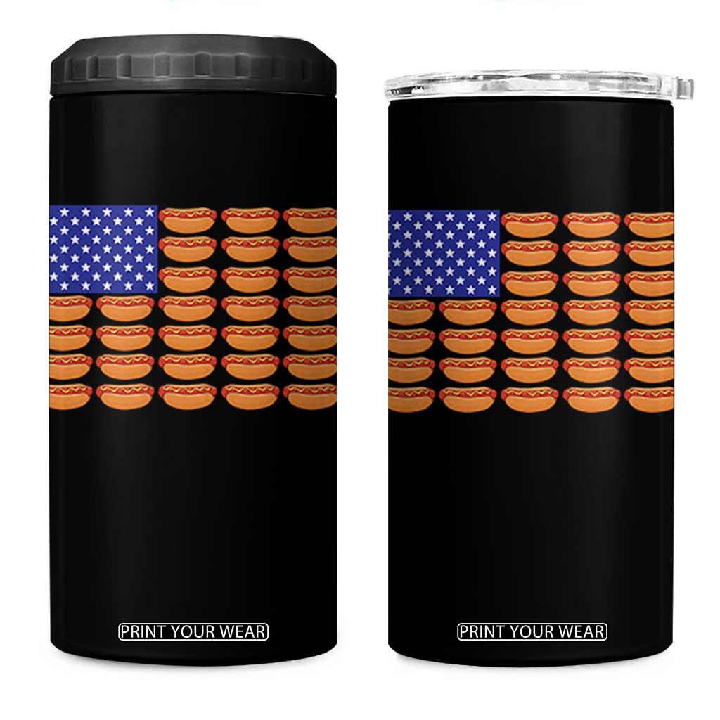 Hot Dog American Flag 4 in 1 Can Cooler Tumbler Funny 4th Of July Patriotic Summer BBQ TS10 One Size: 16 oz Black Print Your Wear