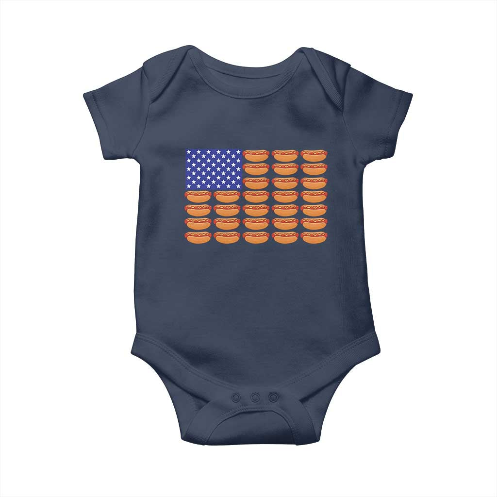 Hot Dog American Flag Baby Onesie Funny 4th Of July Patriotic Summer BBQ TS10 Navy Print Your Wear