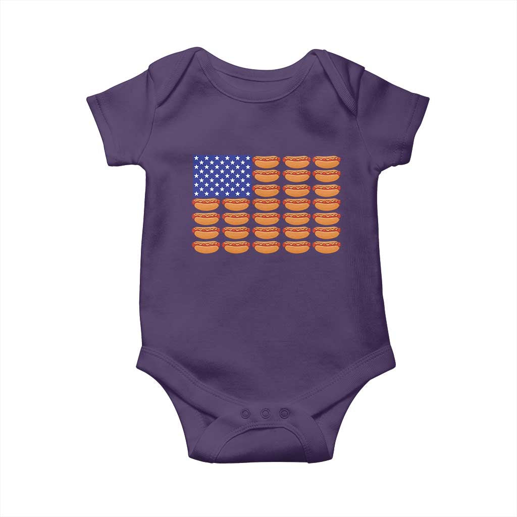 Hot Dog American Flag Baby Onesie Funny 4th Of July Patriotic Summer BBQ TS10 Purple Print Your Wear