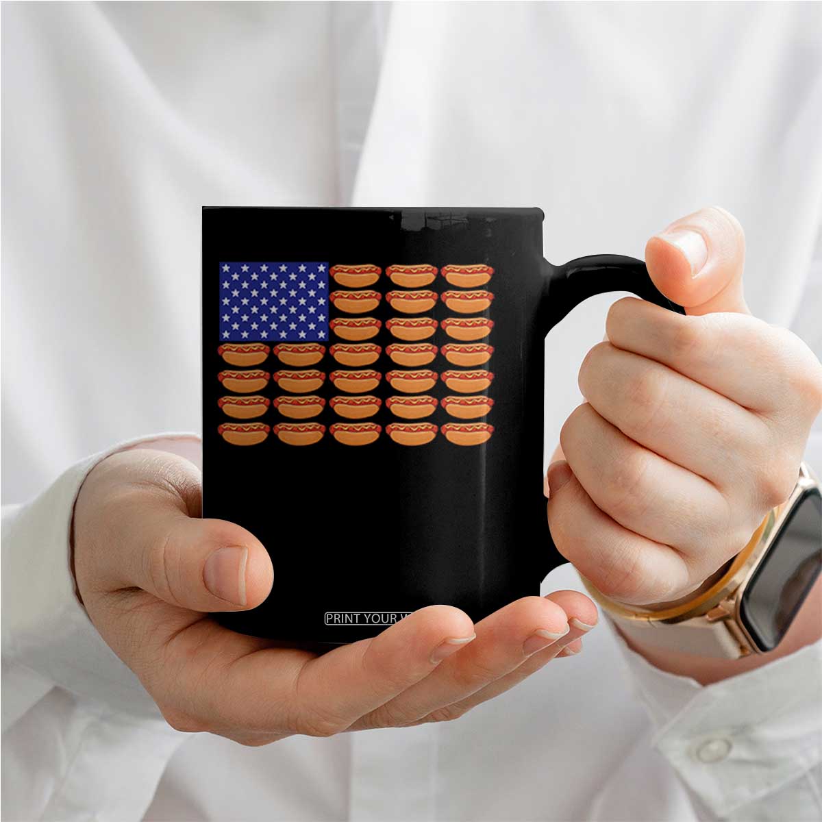 Hot Dog American Flag Coffee Mug Funny 4th Of July Patriotic Summer BBQ TS10 Print Your Wear