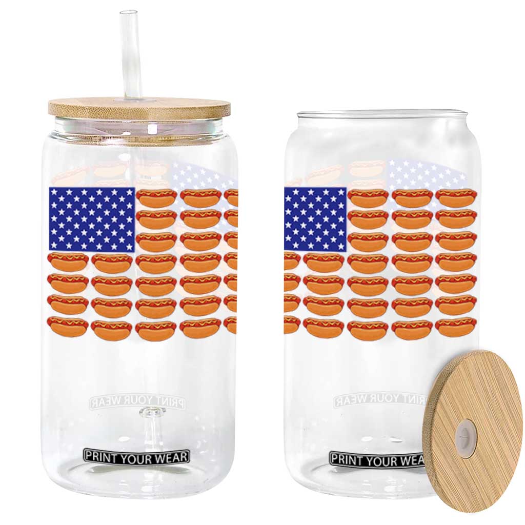 Hot Dog American Flag Glass Can Funny 4th Of July Patriotic Summer BBQ TS10 Black Print Your Wear