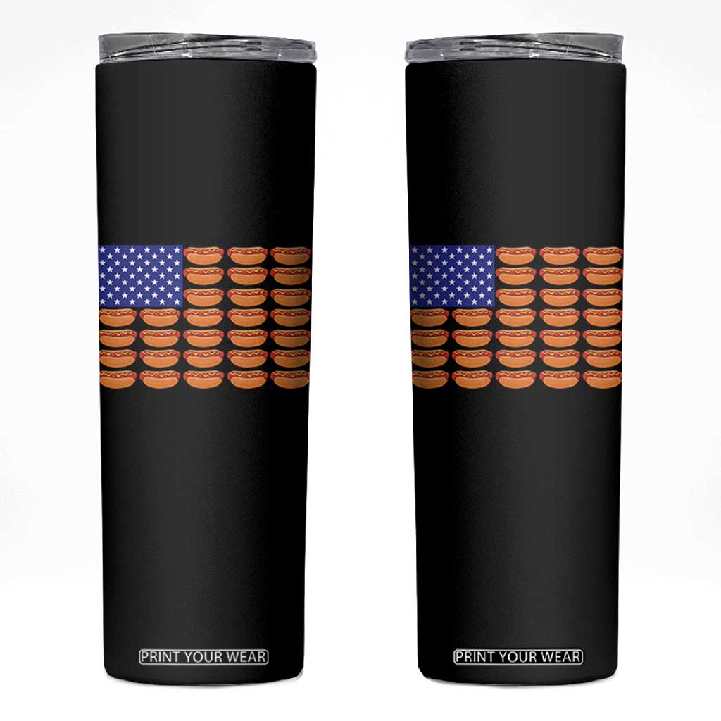 Hot Dog American Flag Skinny Tumbler Funny 4th Of July Patriotic Summer BBQ TS10 Black Print Your Wear