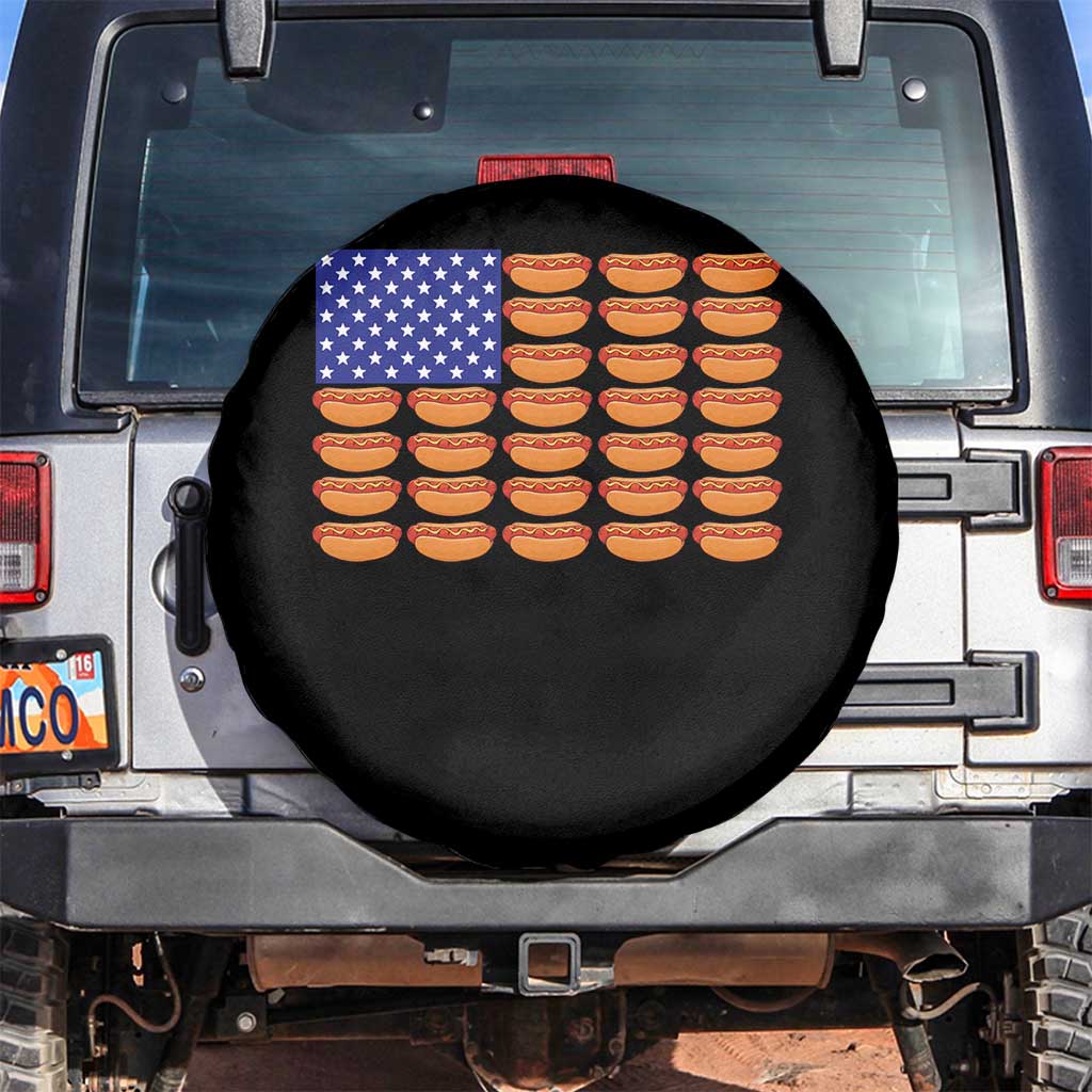 Hot Dog American Flag Spare Tire Cover Funny 4th Of July Patriotic Summer BBQ TS10 No hole Black Print Your Wear