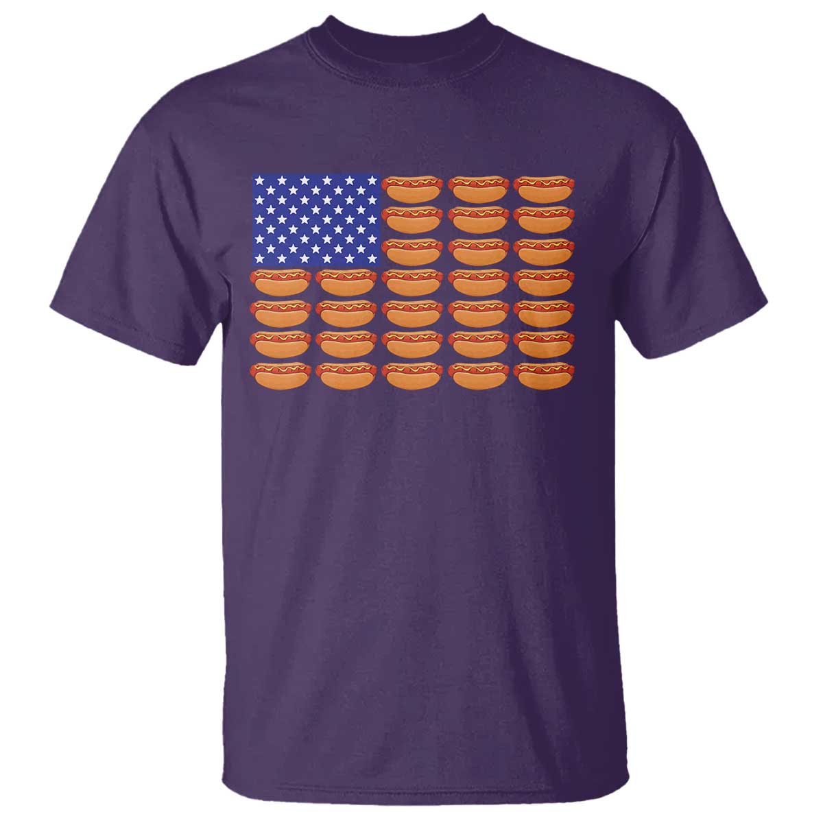 Hot Dog American Flag T Shirt Funny 4th Of July Patriotic Summer BBQ TS10 Purple Print Your Wear