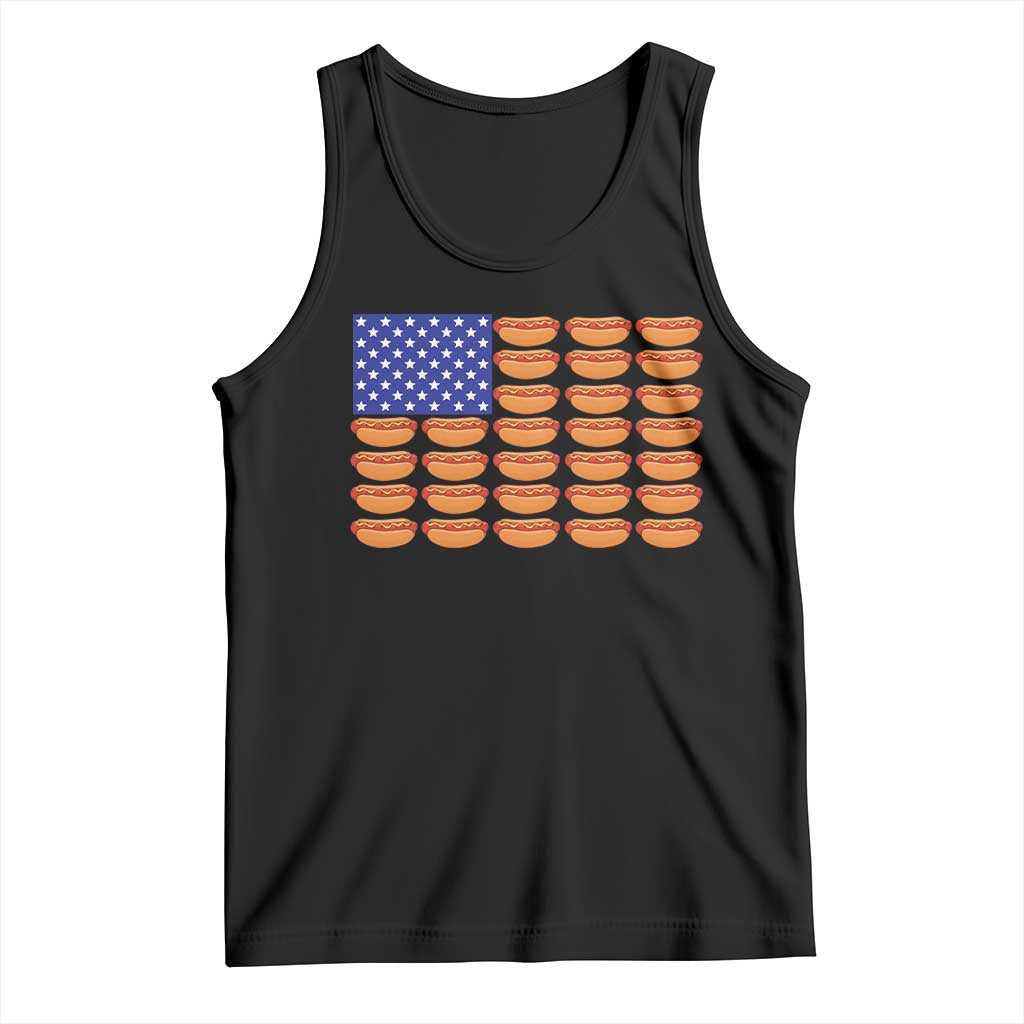 Hot Dog American Flag Tank Top Funny 4th Of July Patriotic Summer BBQ TS10 Black Print Your Wear
