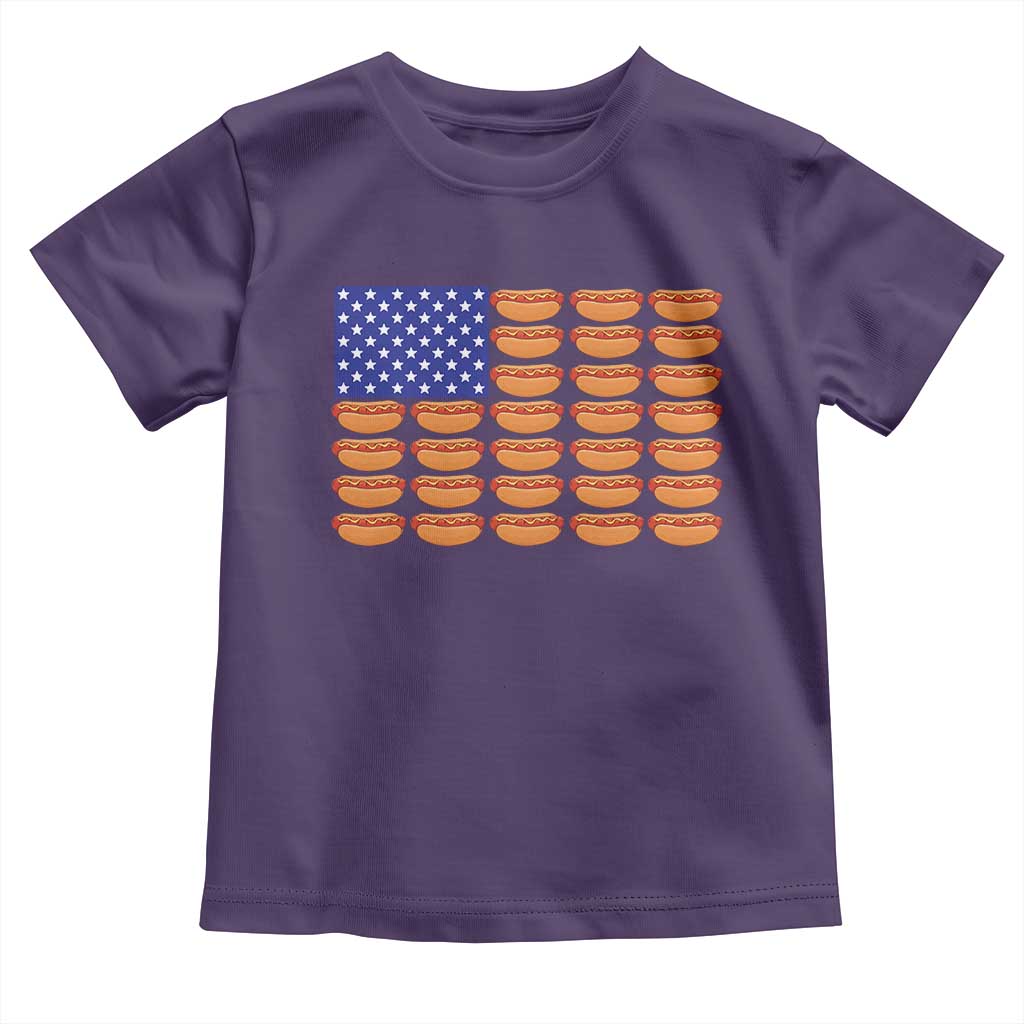 Hot Dog American Flag Toddler T Shirt Funny 4th Of July Patriotic Summer BBQ TS10 Purple Print Your Wear