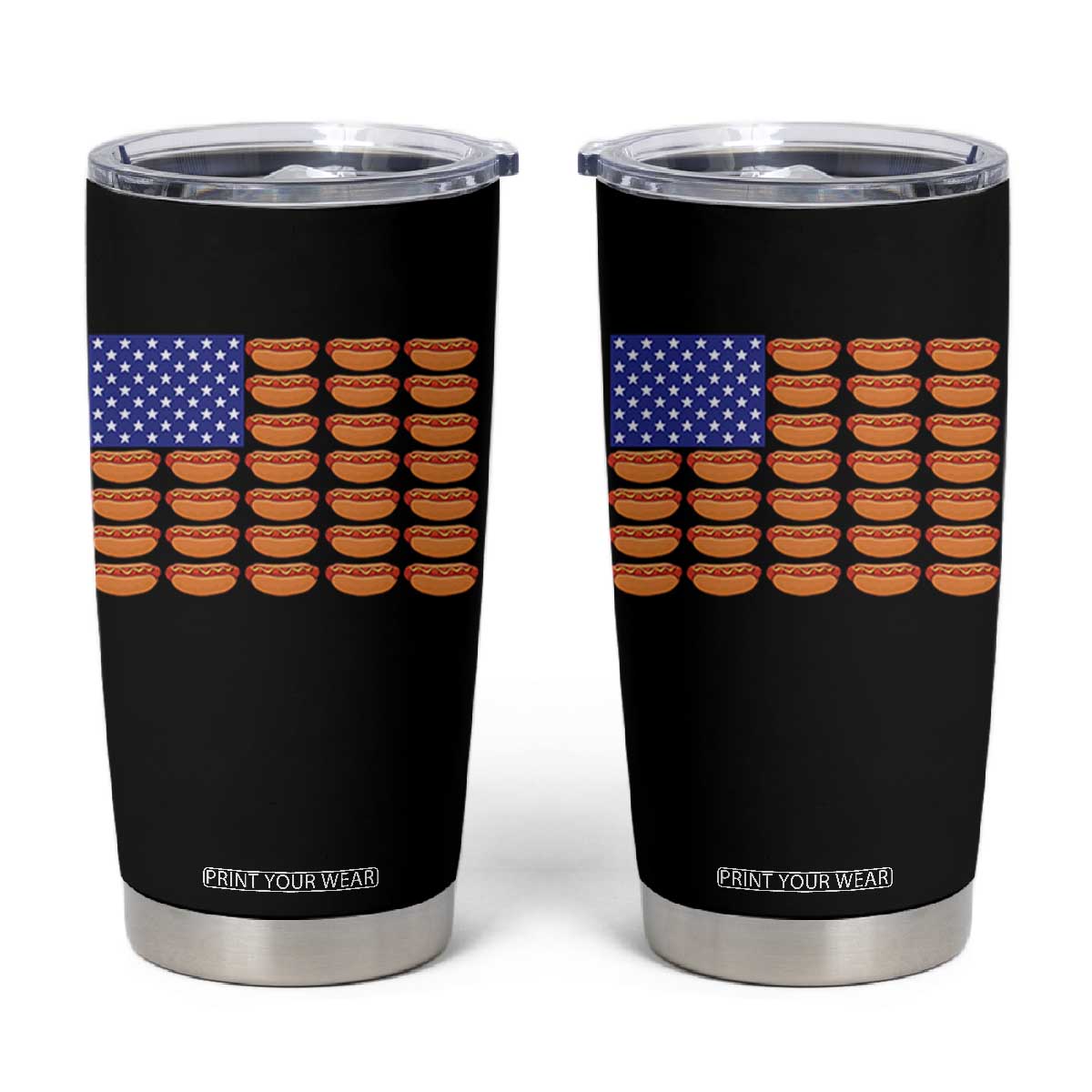 Hot Dog American Flag Tumbler Cup Funny 4th Of July Patriotic Summer BBQ TS10 Black Print Your Wear