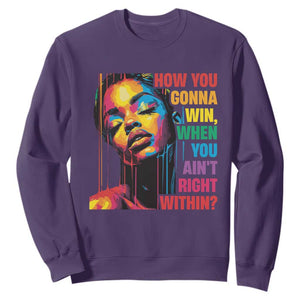 How You Gonna Win When You Aint Right Within Sweatshirt Black History TS11 Purple Print Your Wear