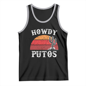Howdy Putos Tank Top Funny Cactus Retro Vintage TS10 Black Athletic Heather Print Your Wear