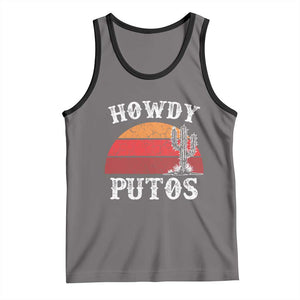Howdy Putos Tank Top Funny Cactus Retro Vintage TS10 Deep Heather Black Print Your Wear