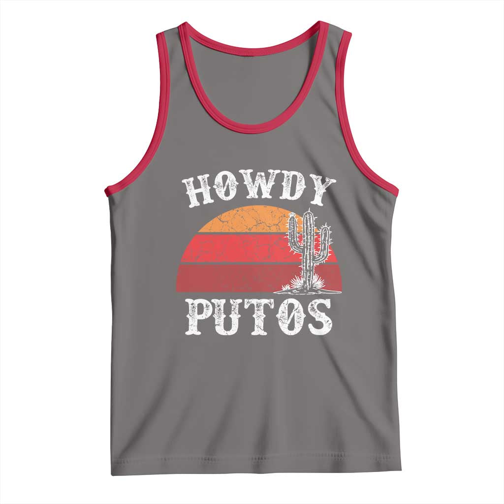 Howdy Putos Tank Top Funny Cactus Retro Vintage TS10 Deep Heather Red Print Your Wear