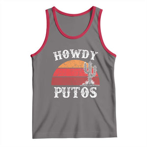 Howdy Putos Tank Top Funny Cactus Retro Vintage TS10 Deep Heather Red Print Your Wear