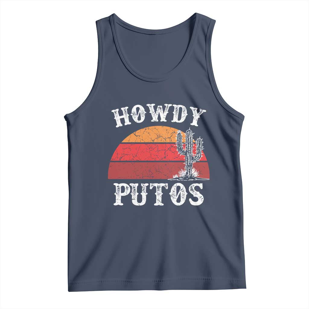 Howdy Putos Tank Top Funny Cactus Retro Vintage TS10 Navy Print Your Wear