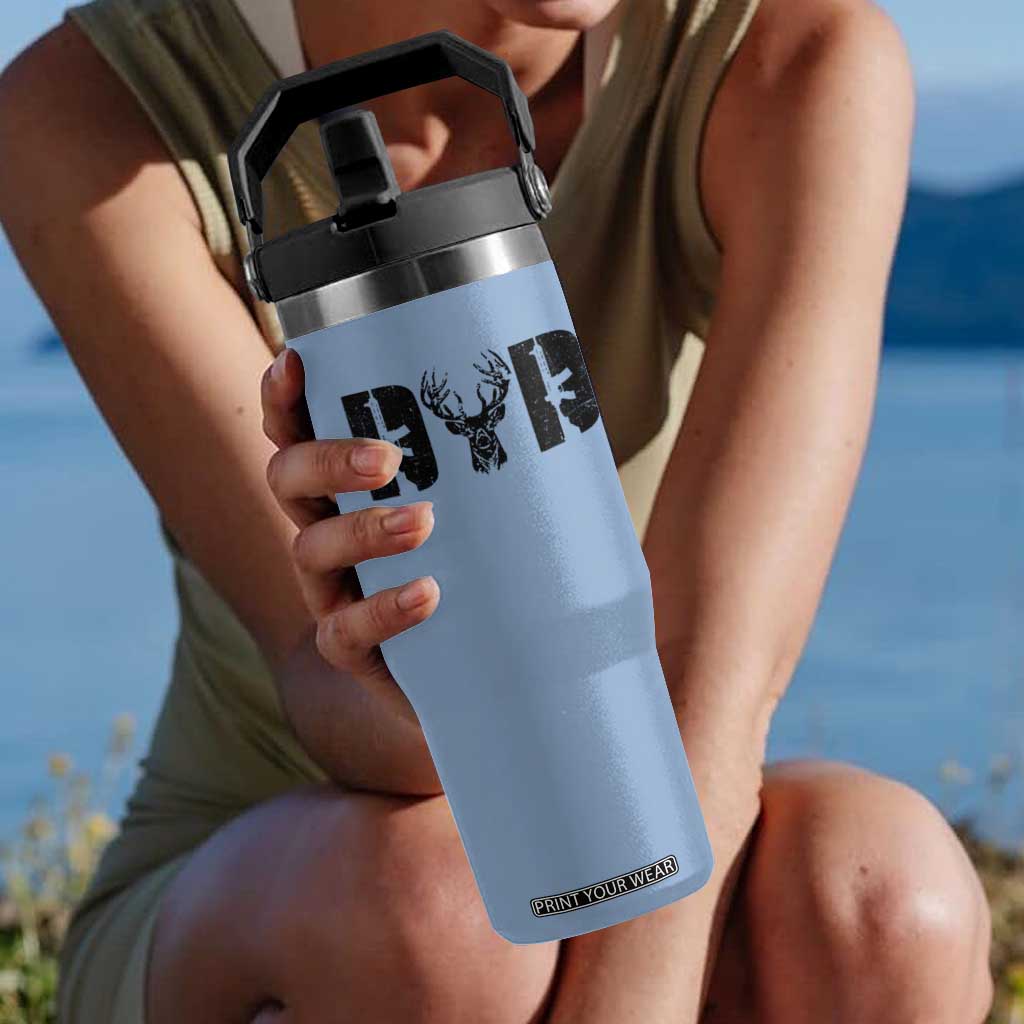 Hunting Dad Flip Straw Tumbler Fathers Day Gun Lovers Hunter Dad TS10 One Size: 30 oz Light Blue Print Your Wear