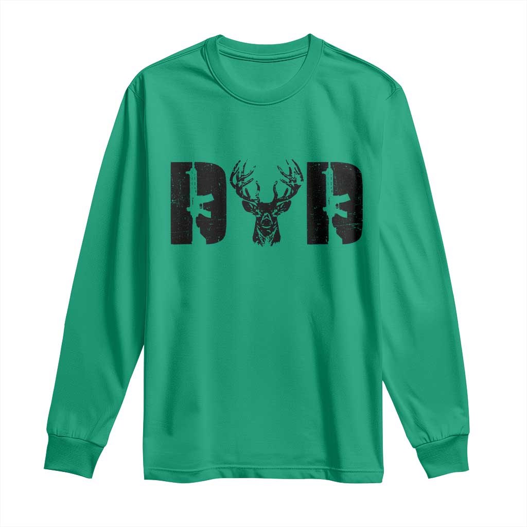 Hunting Dad Long Sleeve Shirt Fathers Day Gun Lovers Hunter Dad TS10 Irish Green Print Your Wear