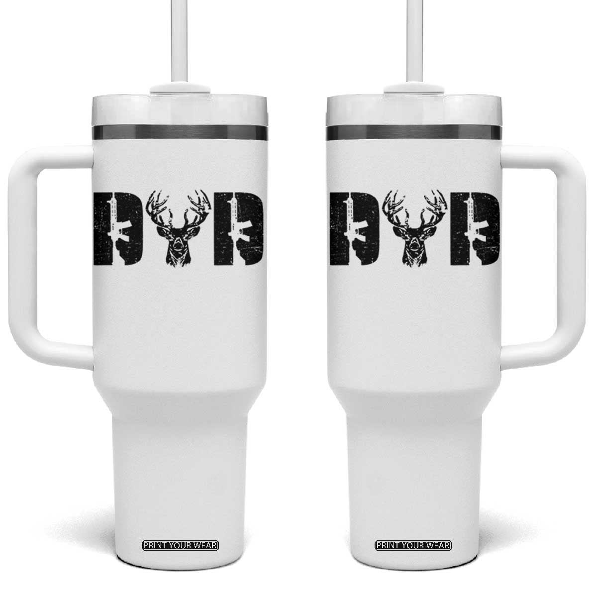 Hunting Dad Tumbler With Handle Fathers Day Gun Lovers Hunter Dad TS10 One Size: 40 oz White Print Your Wear