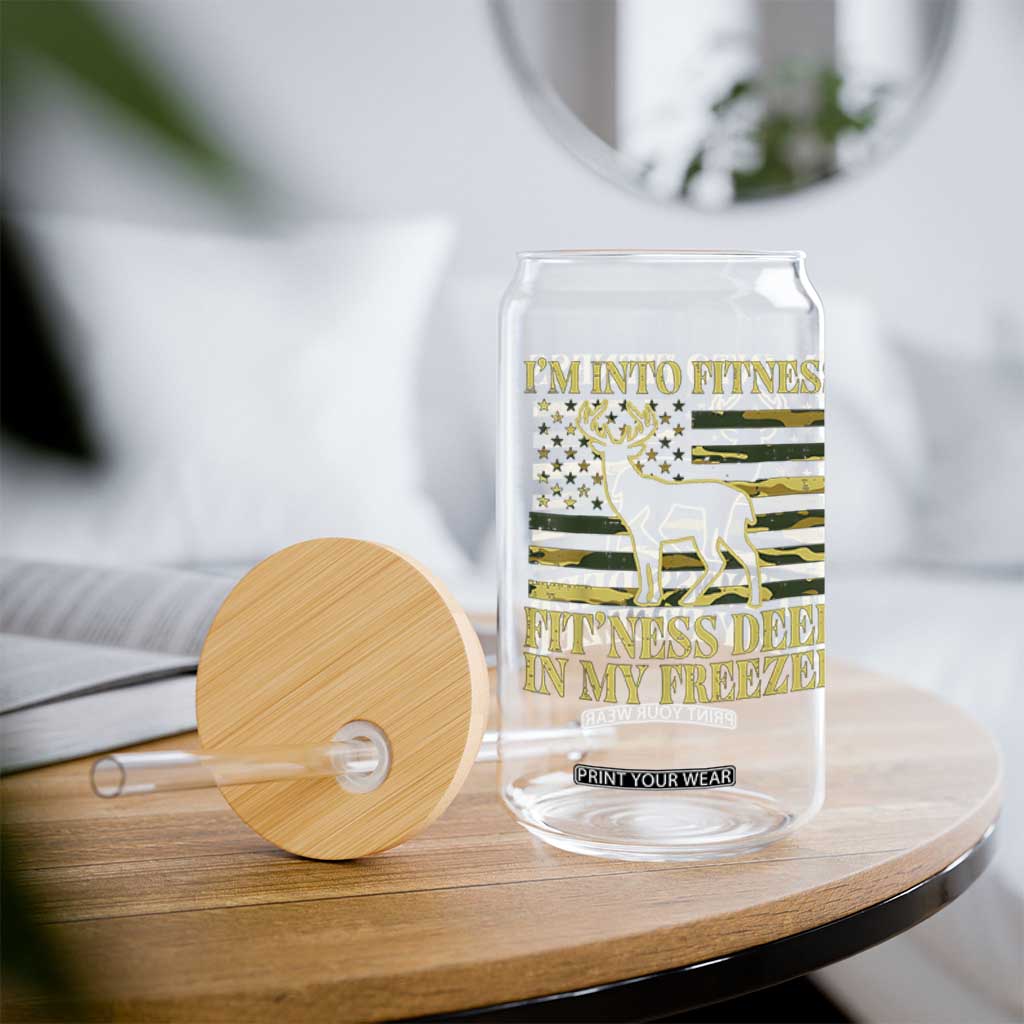 Hunting Glass Can I'm Into Fitness Fit'ness Deer In My Freezer Camo Flag TS10 Print Your Wear