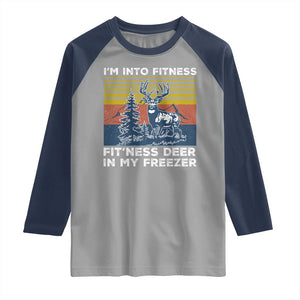 Hunting Raglan Shirt I'm Into Fitness Fit'ness Deer In My Freezer Gift for Hunter TS10 Sport Gray Navy Print Your Wear