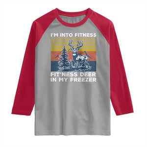Hunting Raglan Shirt I'm Into Fitness Fit'ness Deer In My Freezer Gift for Hunter TS10 Sport Gray Red Print Your Wear